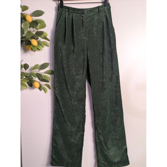 Pretty Garbage Pants - Womens Pretty Garbage Green Velvet Texture Trousers Sz S